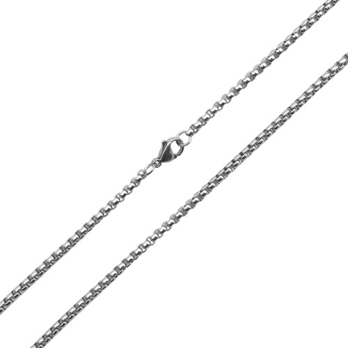 Chaine acier maille perles carrées - épaisseur 3mm - 55cm - Carla Valenti