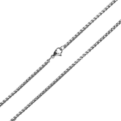 Chaine acier maille perles carrées - épaisseur 3mm - 60cm - Carla Valenti