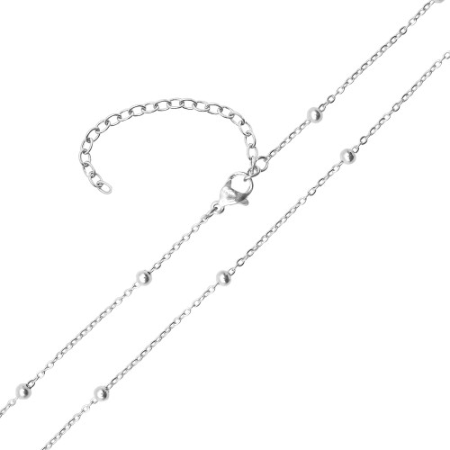 Chaine acier maille boule alternée - épaisseur 1mm - 40+10cm - Carla Valenti