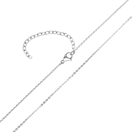 Chaine acier maille forçat - largeur 1mm - 40+10cm - Carla Valenti