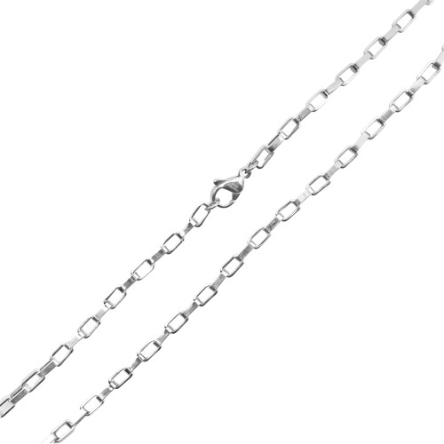 Chaine acier maille rectangle - épaisseur 3.5mm - 55cm - Carla Valenti