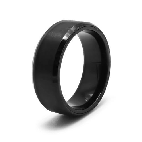 Bague en acier PVD noir antistress - 8mm - Carla Valenti