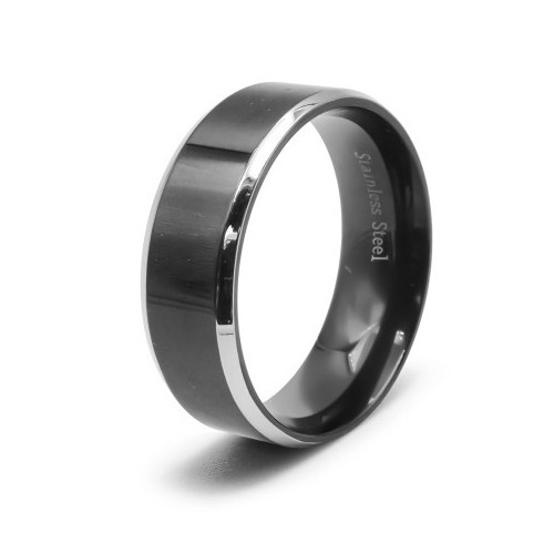Bague en acier 2 tons - PVD noir - 8mm - Carla Valenti