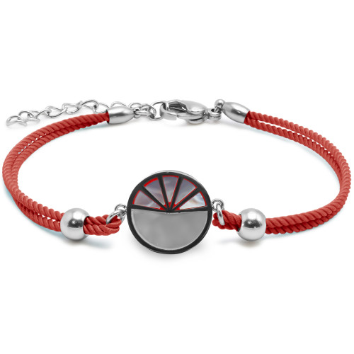 Bracelet acier coton rouge - email et nacre - 15+5cm - Carla Valenti