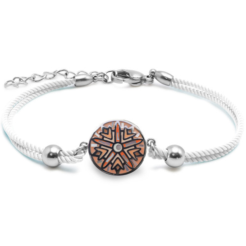 Bracelet acier coton beige - email et nacre - 15+5cm - Carla Valenti