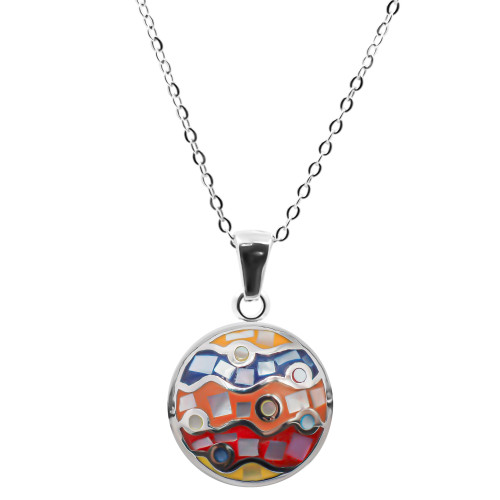 Collier en acier émail et nacre - 40+5cm - Carla Valenti