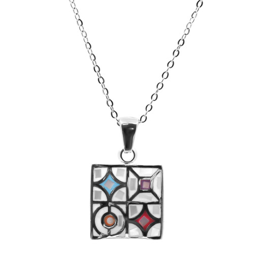 Collier en acier émail et nacre - 40+5cm - Carla Valenti