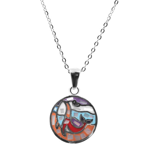 Collier en acier émail et nacre - 40+5cm - Carla Valenti