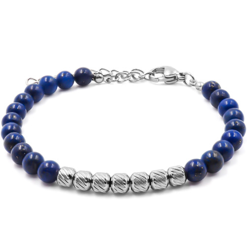 Bracelet acier doré - billes 4mm amazonite - 15+4cm - Carla Valenti