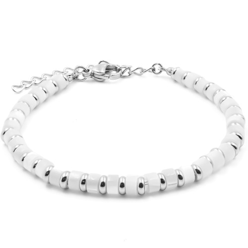 Bracelet acier - nacre teintée - diamètre 4mm - 15+4cm - Carla Valenti