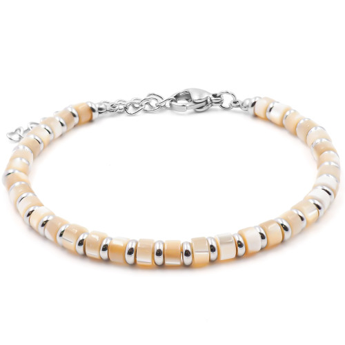 Bracelet acier - nacre teintée - diamètre 4mm - 15+4cm - Carla Valenti