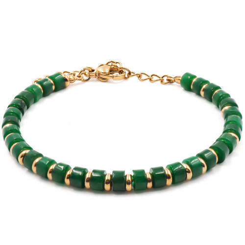 Bracelet acier doré - jade - diamètre 4mm - 15+4cm - Carla Valenti