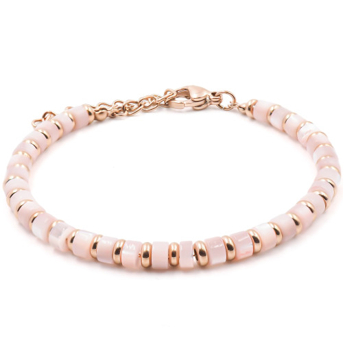 Bracelet acier rosé - nacre teintée - diamètre 4mm - 15+4cm - Carla Valenti