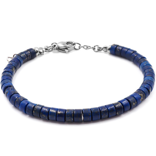 Bracelet acier - lapis lazuli - diamètre 4mm - 15+4cm - Carla Valenti