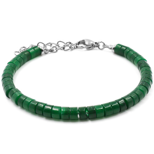 Bracelet acier - jade - diamètre 4mm - 15+4cm - Carla Valenti