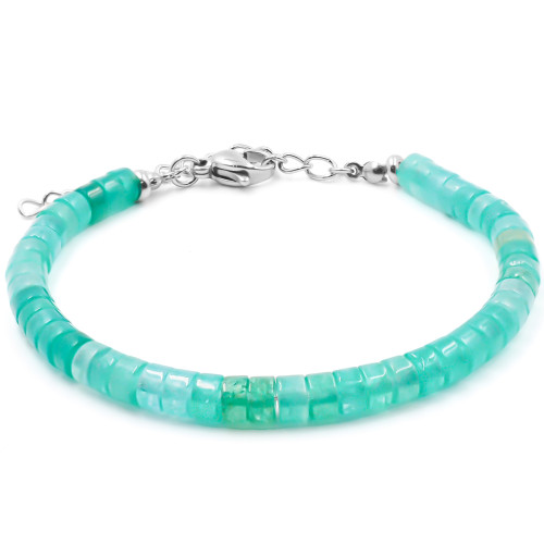 Bracelet acier - amazonite - diamètre 4mm - 15+4cm - Carla Valenti