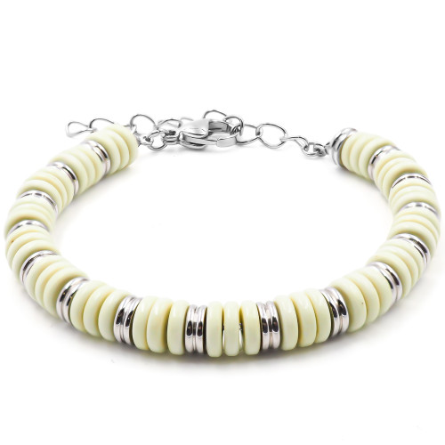 Bracelet acier - minerai oxydé teinté vert - 15+4cm - Carla Valenti