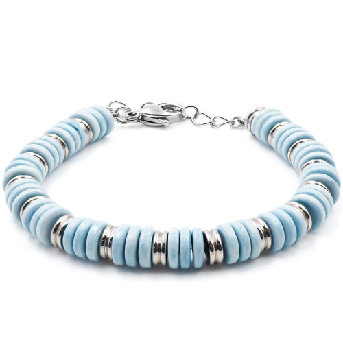 Bracelet acier - minerai oxydé teinté bleu - 15+4cm - Carla Valenti