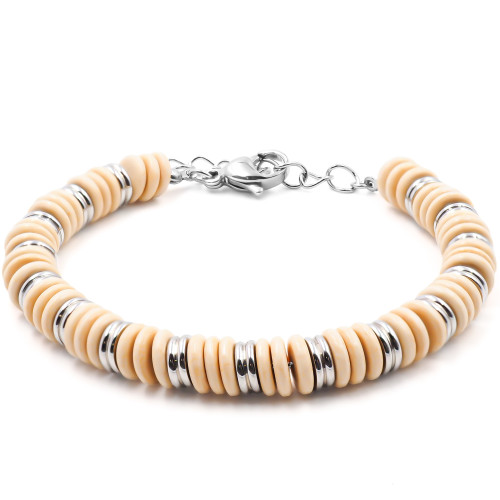 Bracelet acier - minerai oxydé teinté orange - 15+4cm - Carla Valenti