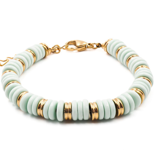 Bracelet acier doré - minerai oxydé teinté bleu - 15+4cm - Carla Valenti