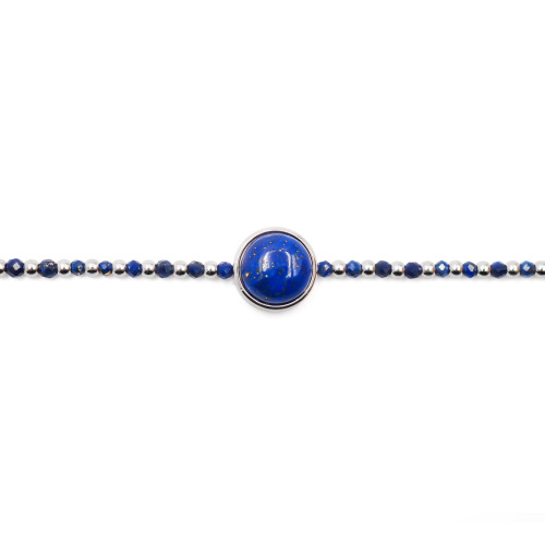 Bracelet acier - lapis lazuli - cabochon 11mm - 15+4cm - Carla Valenti