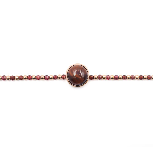Bracelet acier rosé - œil de taureau - cabochon 11mm - 15+4cm - Carla Valenti