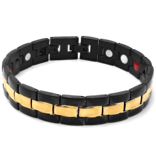 Bracelet magnétique en acier - PVD noir - largeur 12mm - longueur 21cm - Carla Valenti