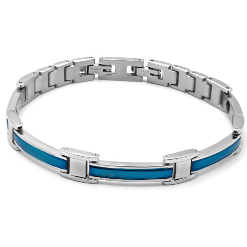 Bracelet magnétique en acier - PVD bleu - largeur 12mm - 21cm - Carla Valenti