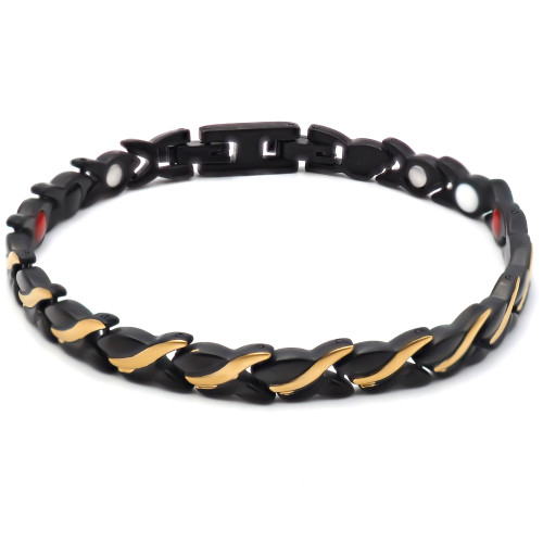 Bracelet magnétique en acier - PVD bleu - largeur 8mm - 21cm - Carla Valenti