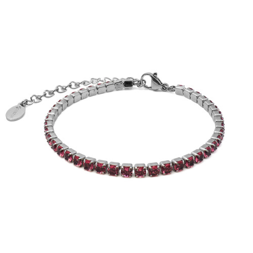 Bracelet acier - imitation topaze rose ronds facettés 3mm - 15+5cm - Carla Valenti