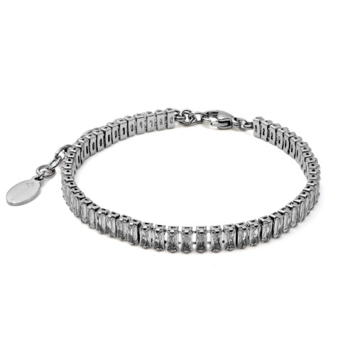 Bracelet acier - zircons rectangulaires facettés 2x4mm - 15+5cm - Carla Valenti