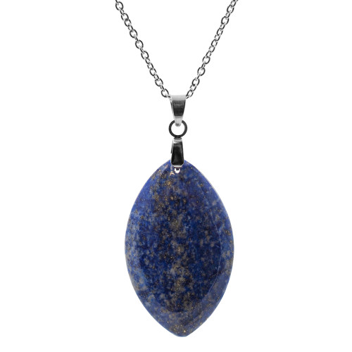 Collier acier - lapis lazuli - 34x20x3mm - 45+5cm - Carla Valenti