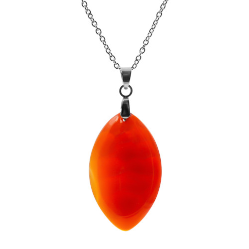 Collier acier -  cornaline rouge - 34x20x3mm - 45+5cm - Carla Valenti