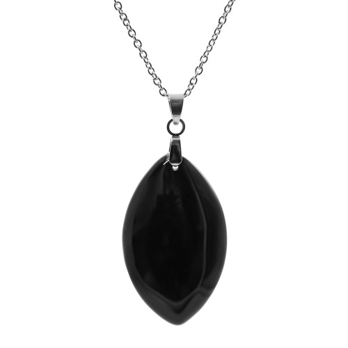 Collier acier - onyx - 34x20x3mm -  - 45+5cm - Carla Valenti