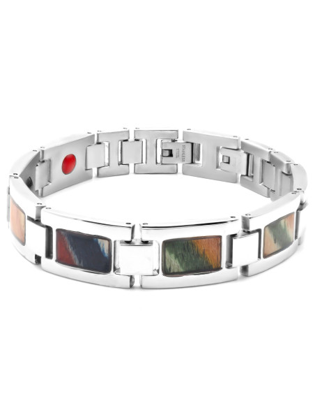 Bracelet Bois Infini - acier magnétique, bois multicolore incrusté - William Spencer