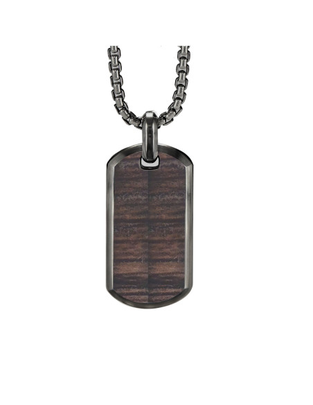 Collier Obsidian Cervus - acier PVD noir, imitation bois cerf incrusté - William Spencer
