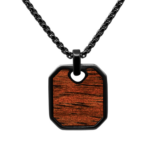 Collier Koa Souverain - acier PVD noir, bois koa incrusté - William Spencer