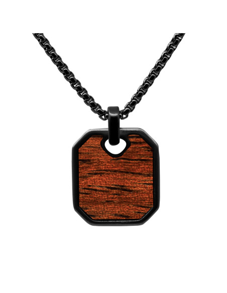 Collier Koa Souverain - acier PVD noir, bois koa incrusté - William Spencer