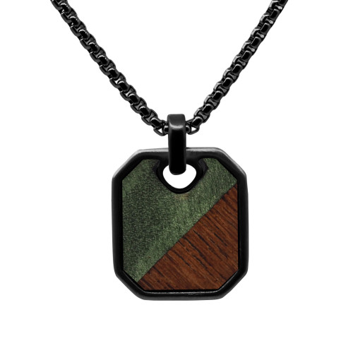 Collier Koa Crépusculaire - acier PVD noir, bois koa incrusté - William Spencer