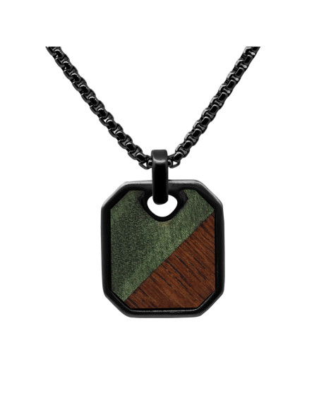 Collier Koa Crépusculaire - acier PVD noir, bois koa incrusté - William Spencer