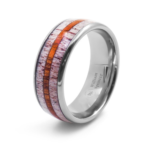 Bague Bois Eternel - tungstène, bois de cerf et bois koa incrusté - William Spencer