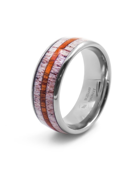 Bague Bois Eternel - tungstène, bois de cerf et bois koa incrusté - William Spencer