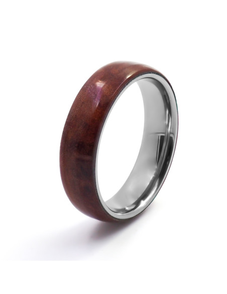 Bague Brun Éclat - tungstène, bois teinté marron - William Spencer