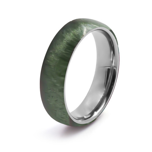 Bague Vert Sauvage - tungstène, bois teinté vert - William Spencer