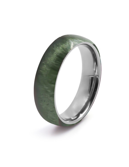 Bague Vert Sauvage - tungstène, bois teinté vert - William Spencer