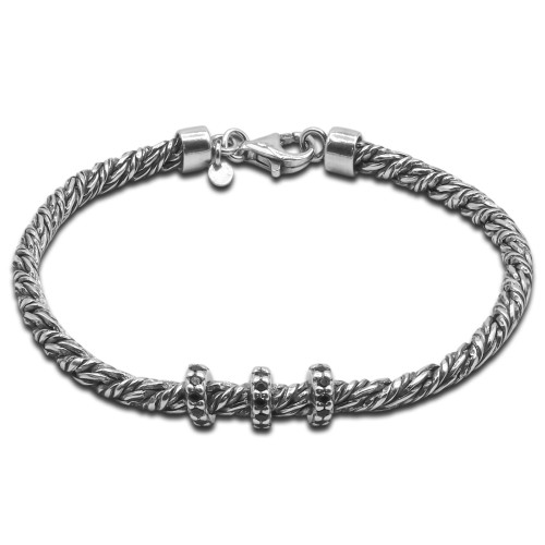 Bracelet Aegis Argent - argent rhodié, finition vieillie - William Spencer